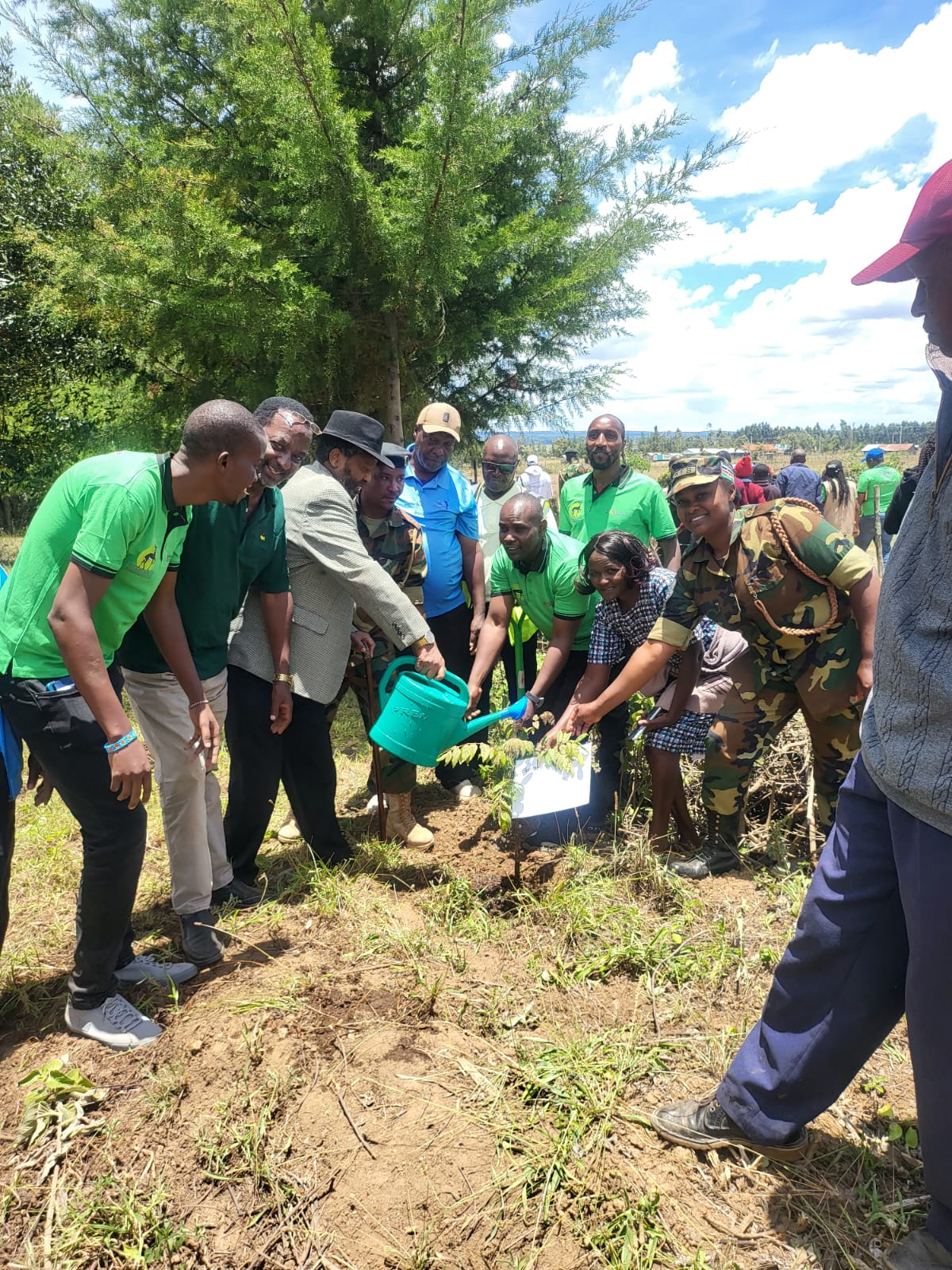 FLOBF community members working together on a forest restoration site near Lake Olbolossat